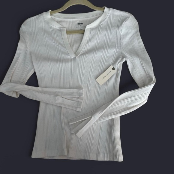 NWT Anthropologie x Maeve XS White Spliced Neck Top - Picture 4 of 7
